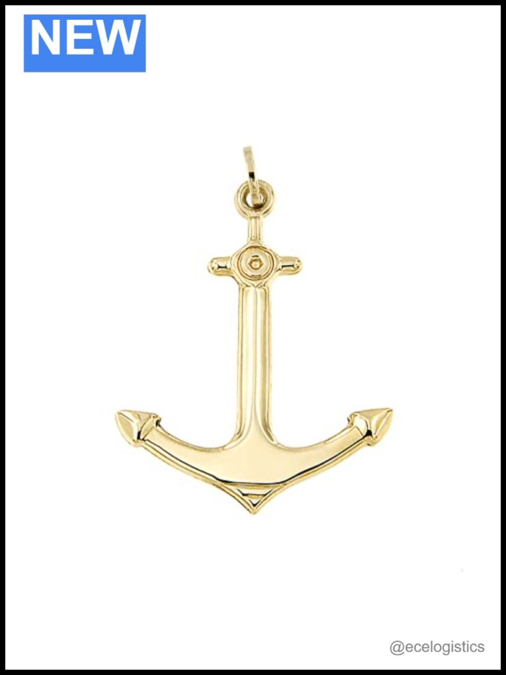 14K Gold Anchor Pendant Necklace